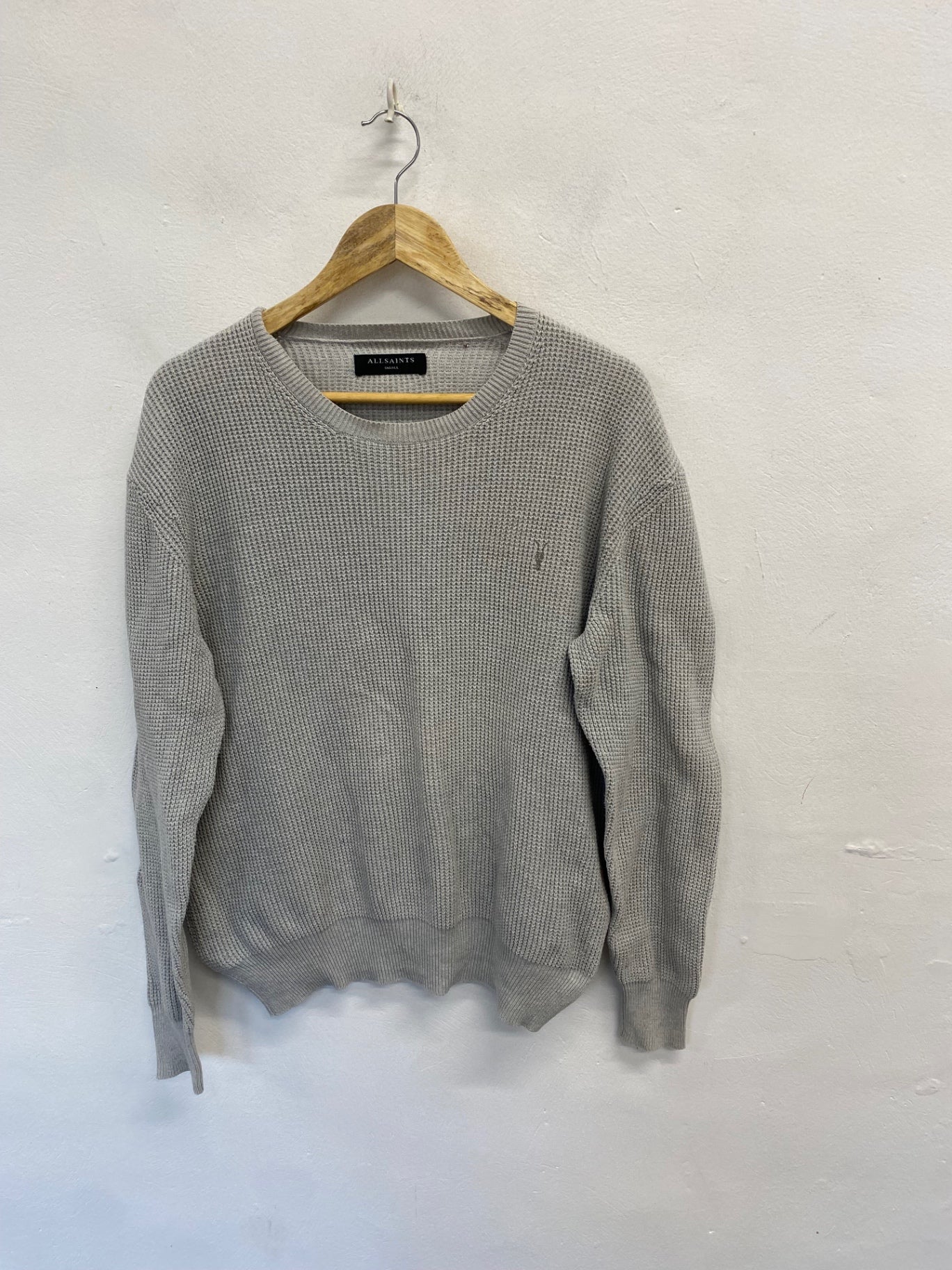 Classic men’s knitted AllSaints Sweater UK S Grey NB563