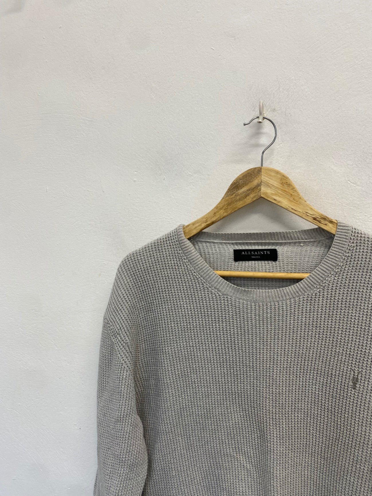 Classic men’s knitted AllSaints Sweater UK S Grey NB563