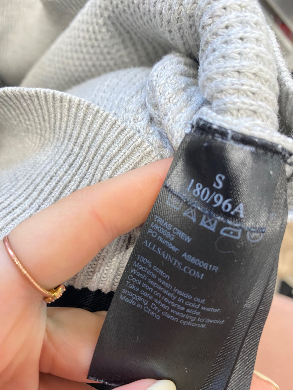 Classic men’s knitted AllSaints Sweater UK S Grey NB563