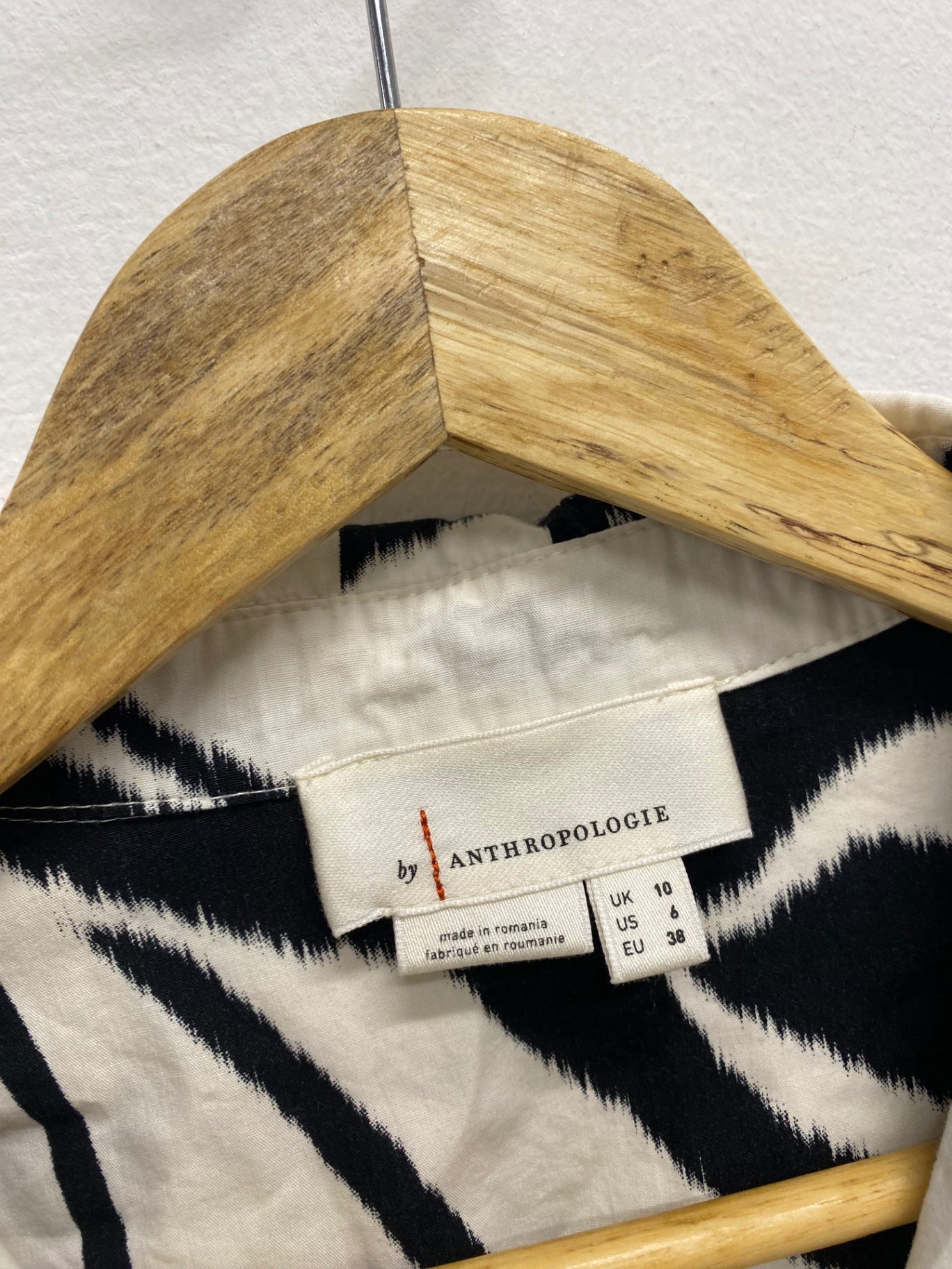 Stunning Anthropologie Maxi shirt Dress UK 10 Black white floral summer CT551 