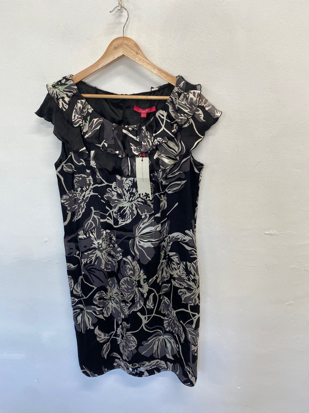Stunning Jacques Vert Evening Dress UK 16 Grey beige floral CW566
