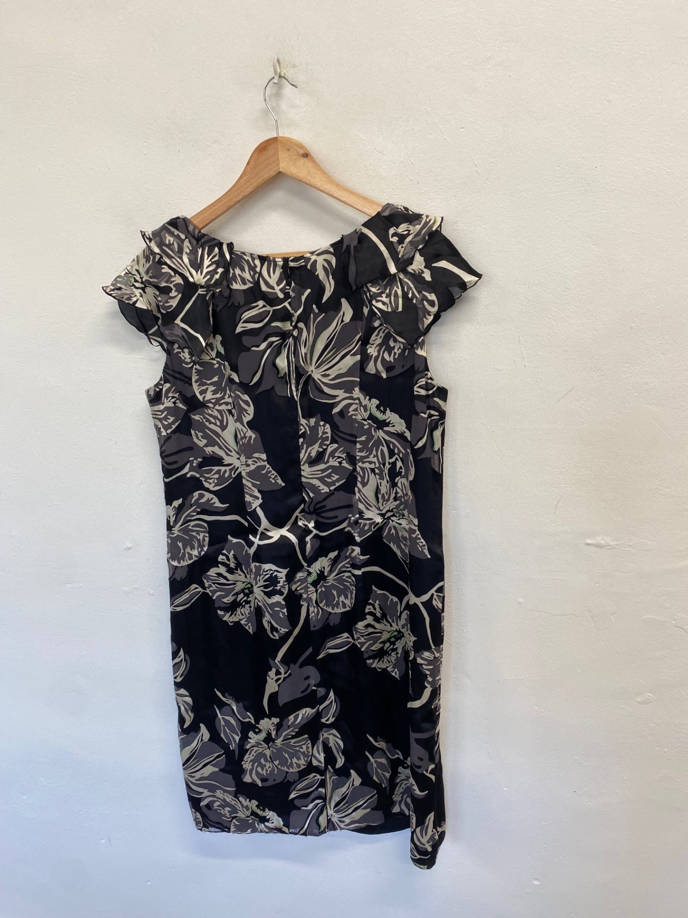 Stunning Jacques Vert Evening Dress UK 16 Grey beige floral CW566