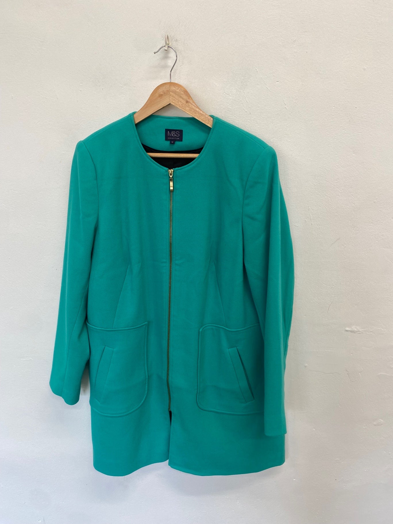 Stunning Marks & Spencer Longline jacket UK 16 Turquoise vibrant CW566