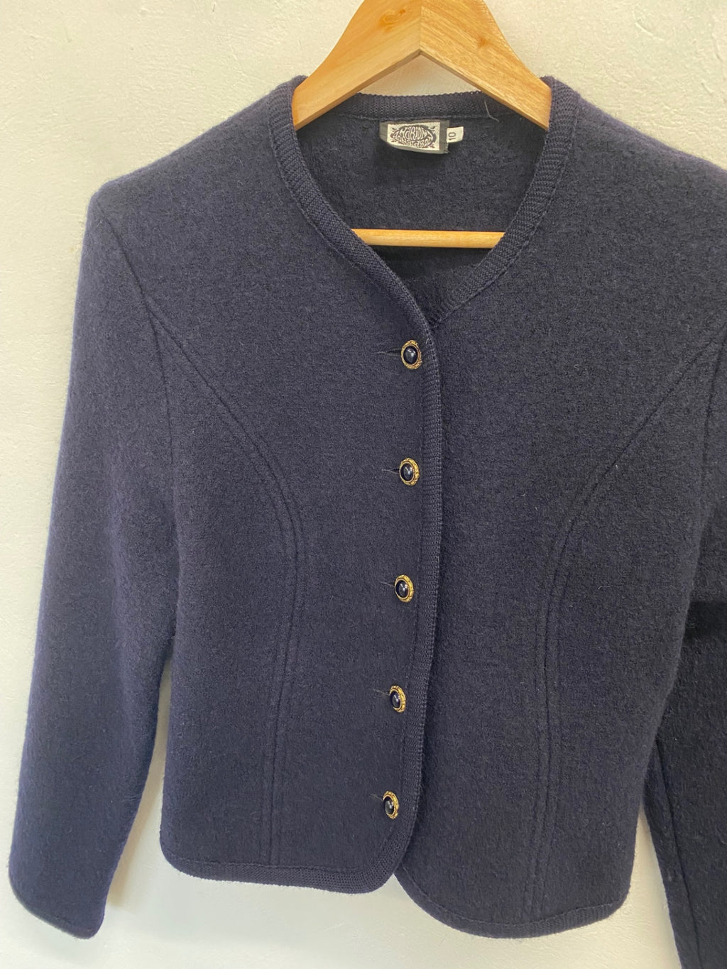 Stunning Marion Donaldson wool Jacket Uk 10 Navy blue CW566