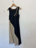 Stunning Kontrast linen Midi Dress UK 10 Beige black CW566