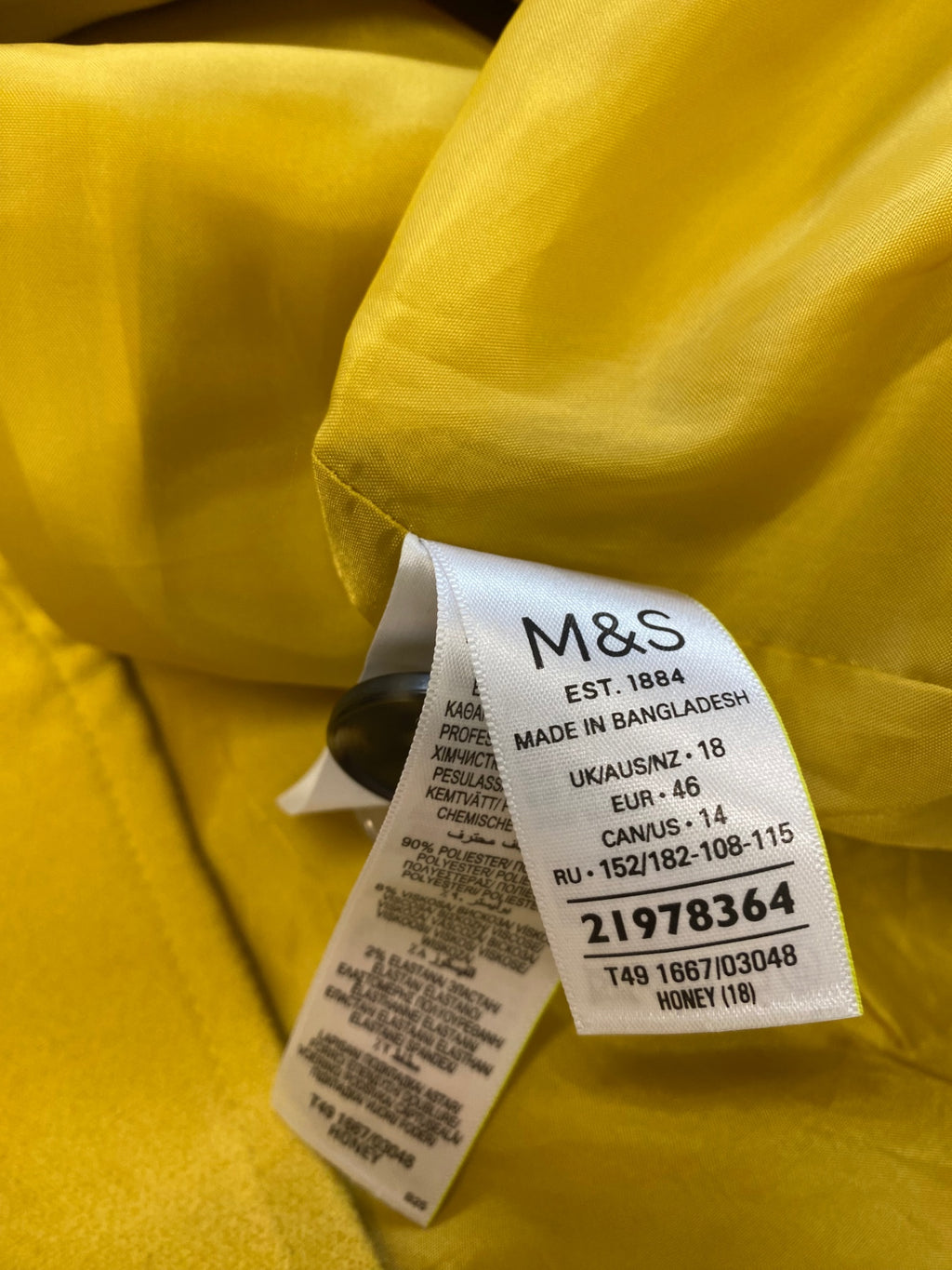 Stunning Marks & Spencers Peacoat UK 18 Yellow CW566