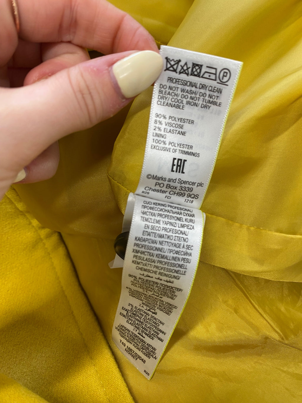 Stunning Marks & Spencers Peacoat UK 18 Yellow CW566