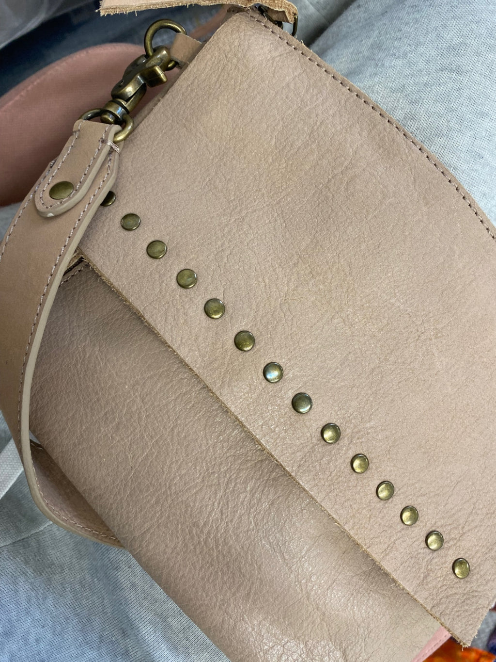 Stunning Next Shoulder Bag leather studded One size Beige CW566
