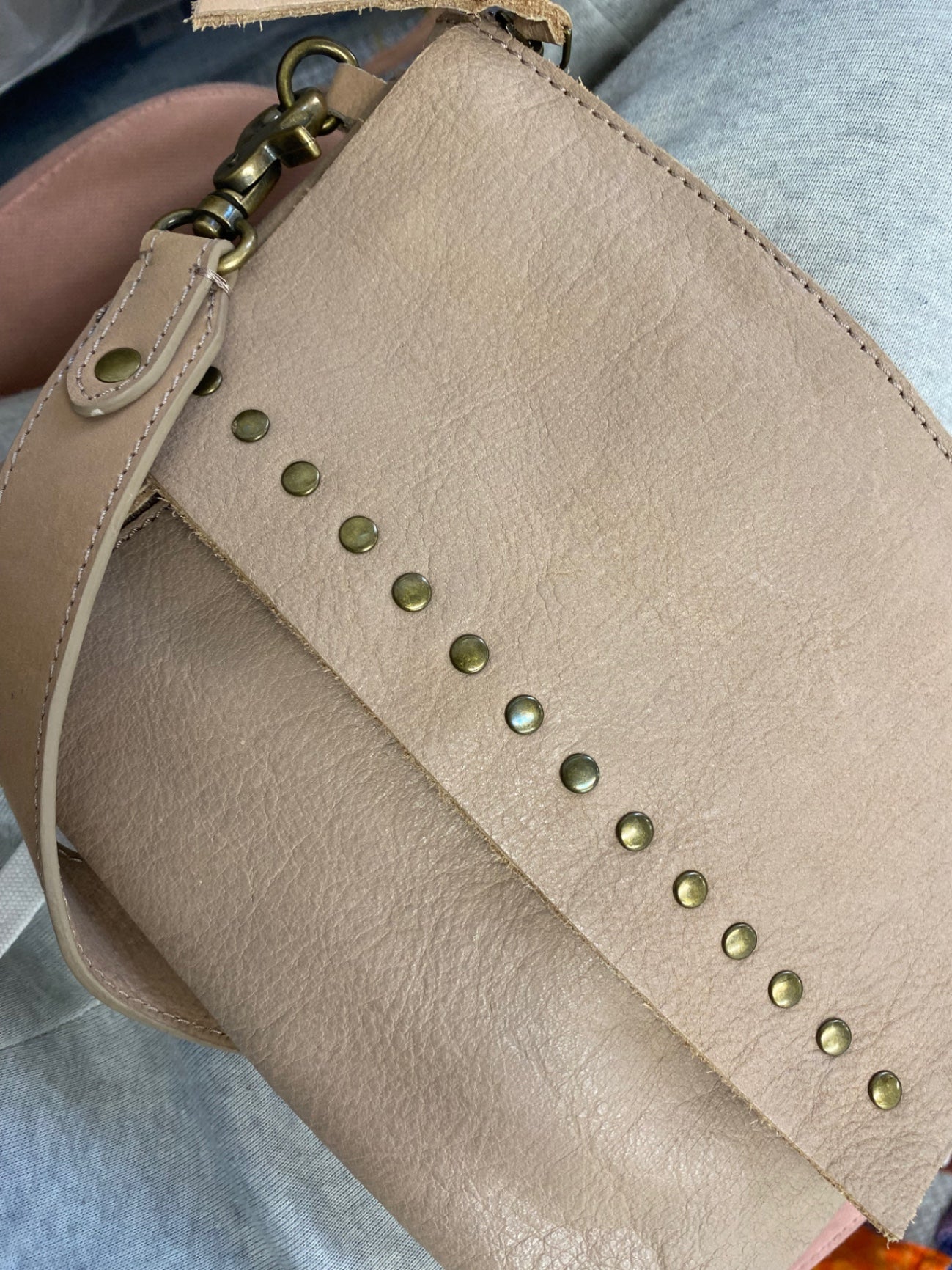 Stunning Next Shoulder Bag leather studded One size Beige CW566