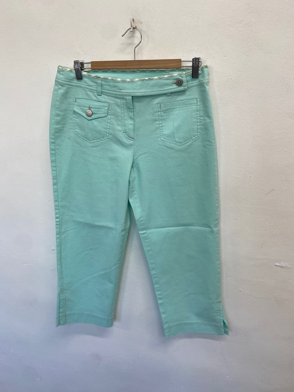 Stunning Ae elegance paris Cropped trousers UK 14 Mint Green CW566