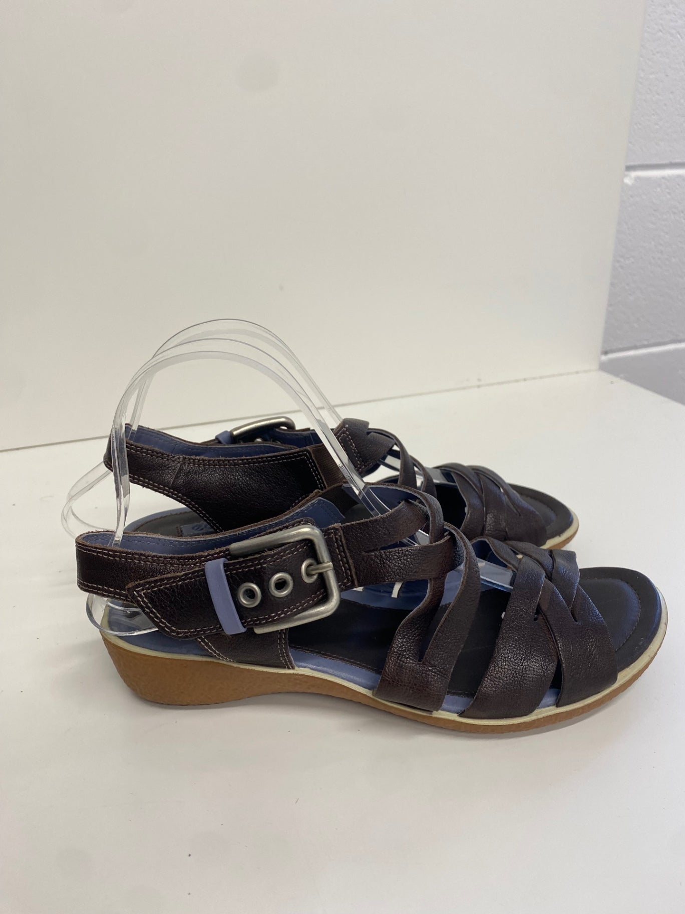 Stunning Ecco Sandals UK 5 Brown leather cross strap CW566 