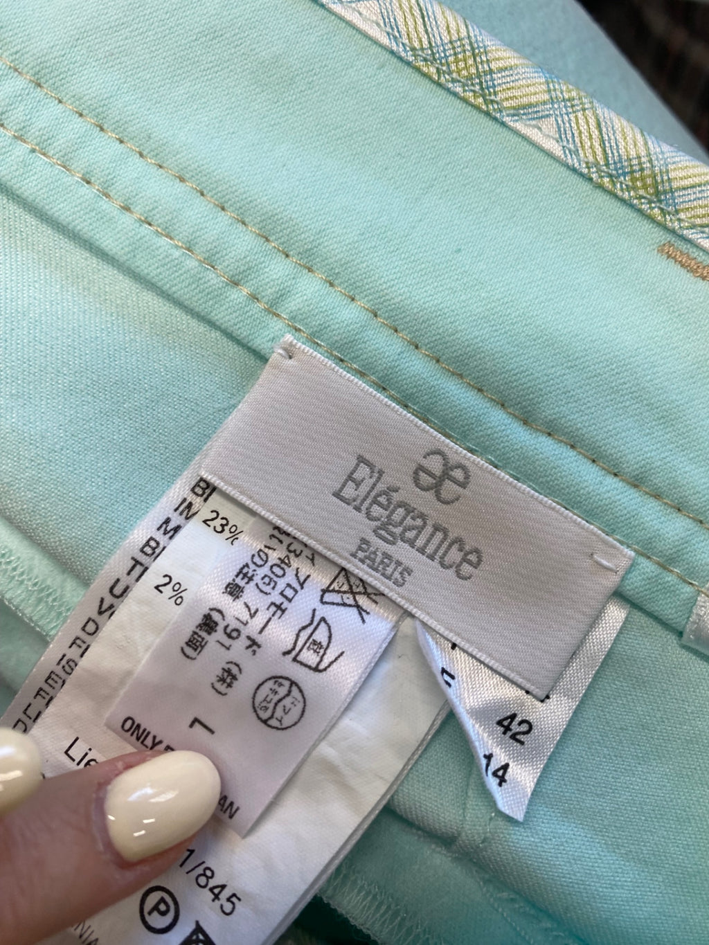 Stunning Ae elegance paris Cropped trousers UK 14 Mint Green CW566