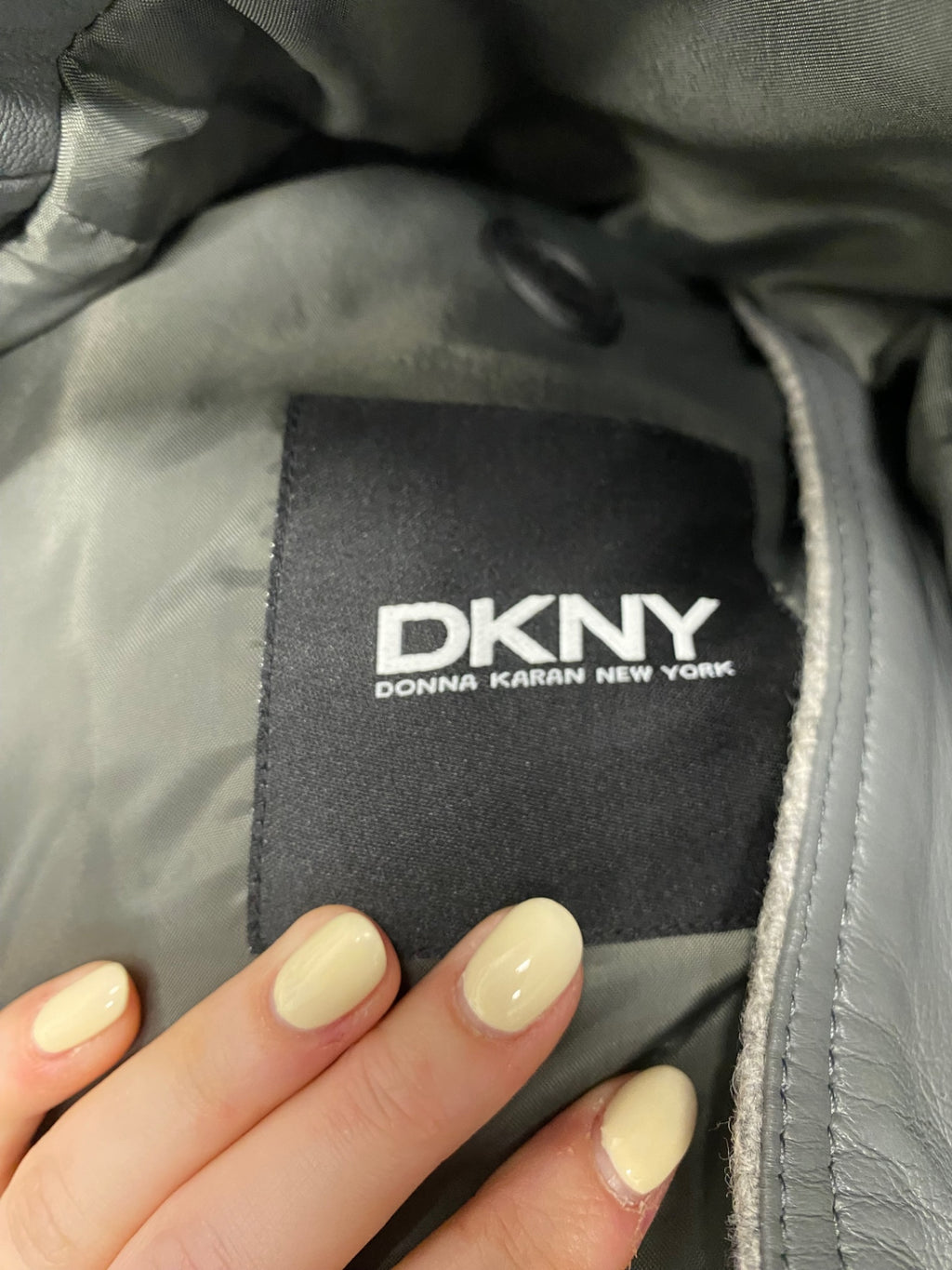Stunning DKNY leather Biker Jacket UK 10-12 Grey CW566
