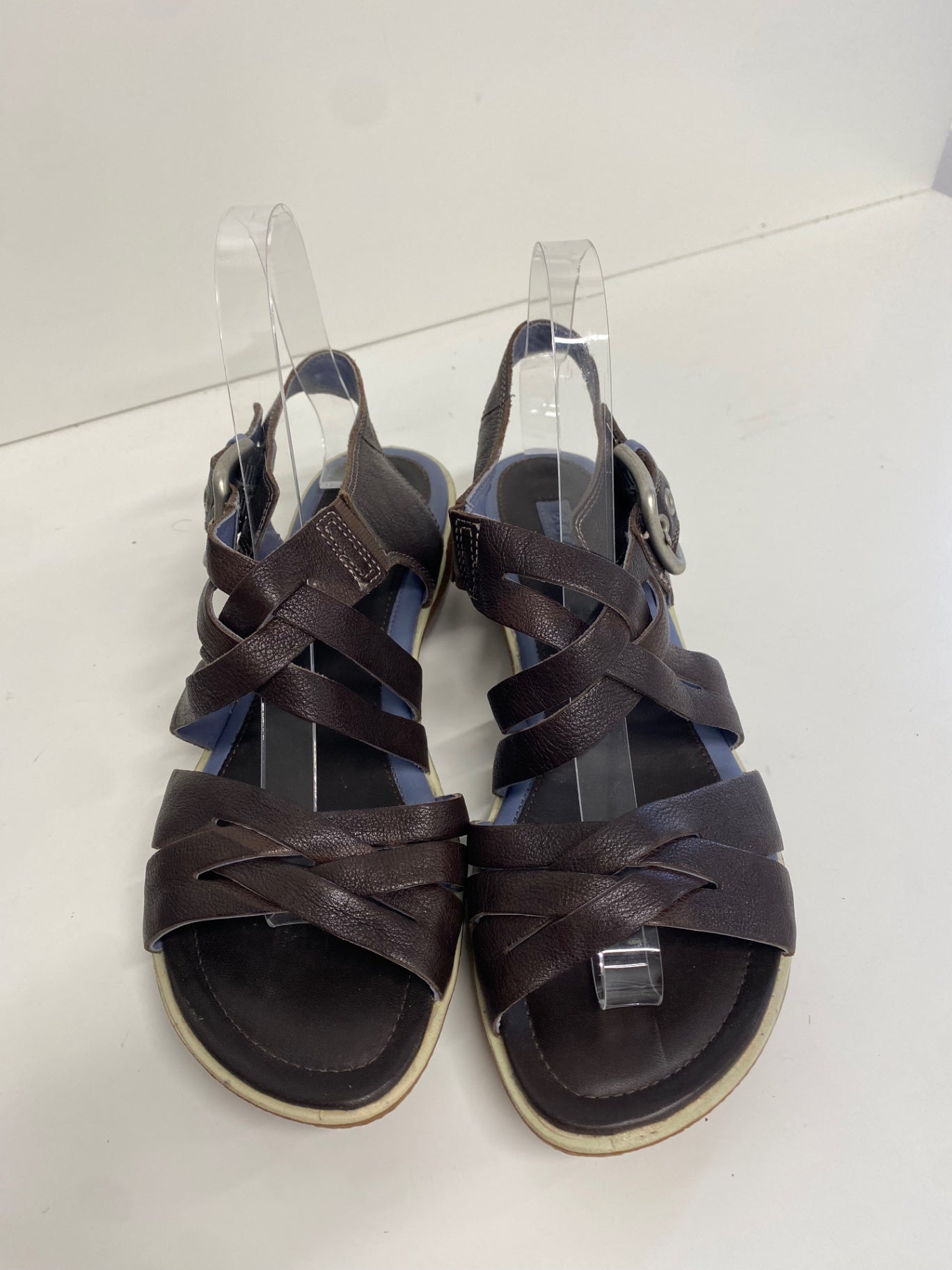 Stunning Ecco Sandals UK 5 Brown leather cross strap CW566 