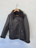 Stunning Roman faux leather Biker Jacket UK 12 Grey CW566