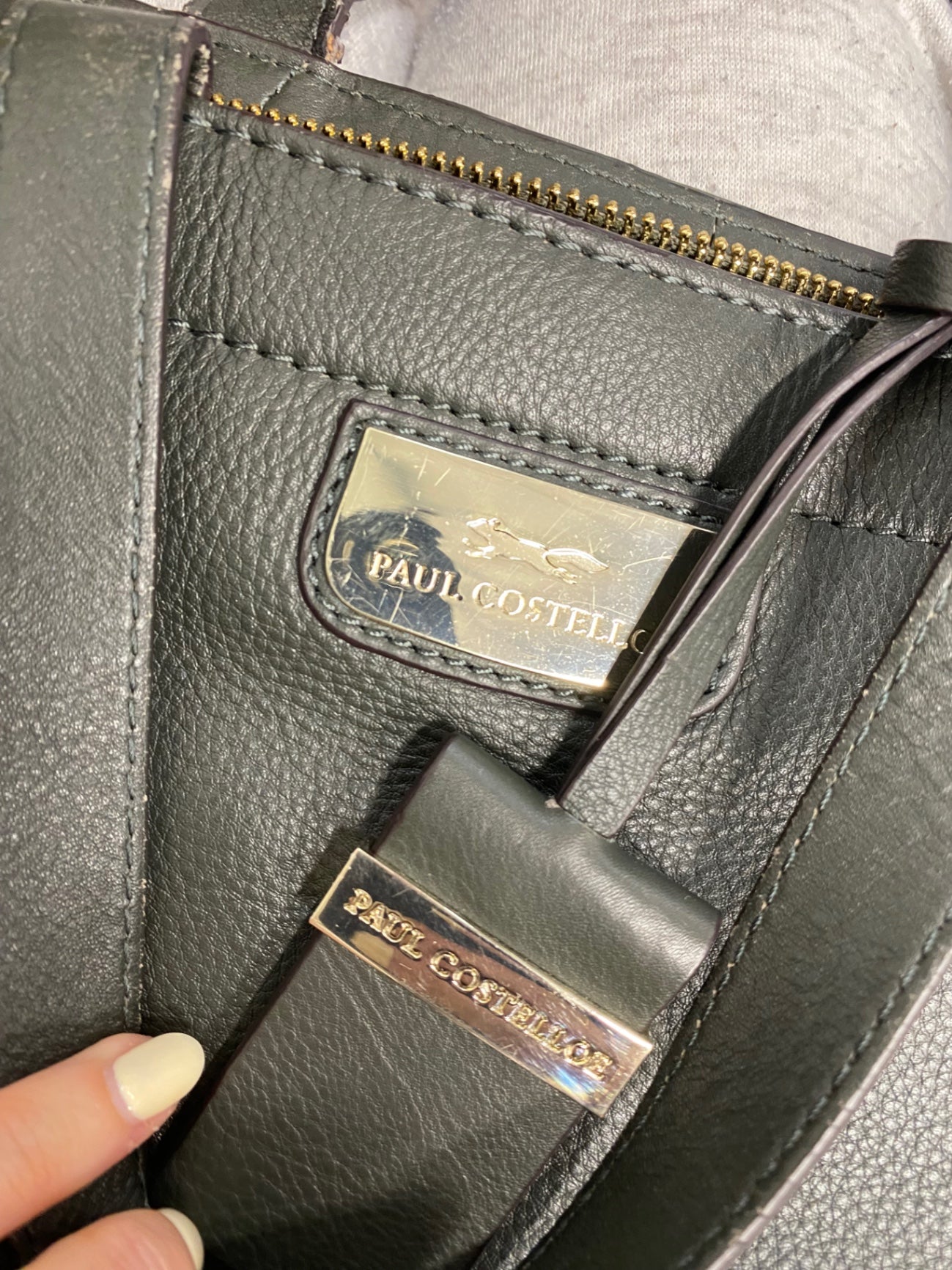 Stunning Paul costelloe leather Tote Bag One size Khaki CW566