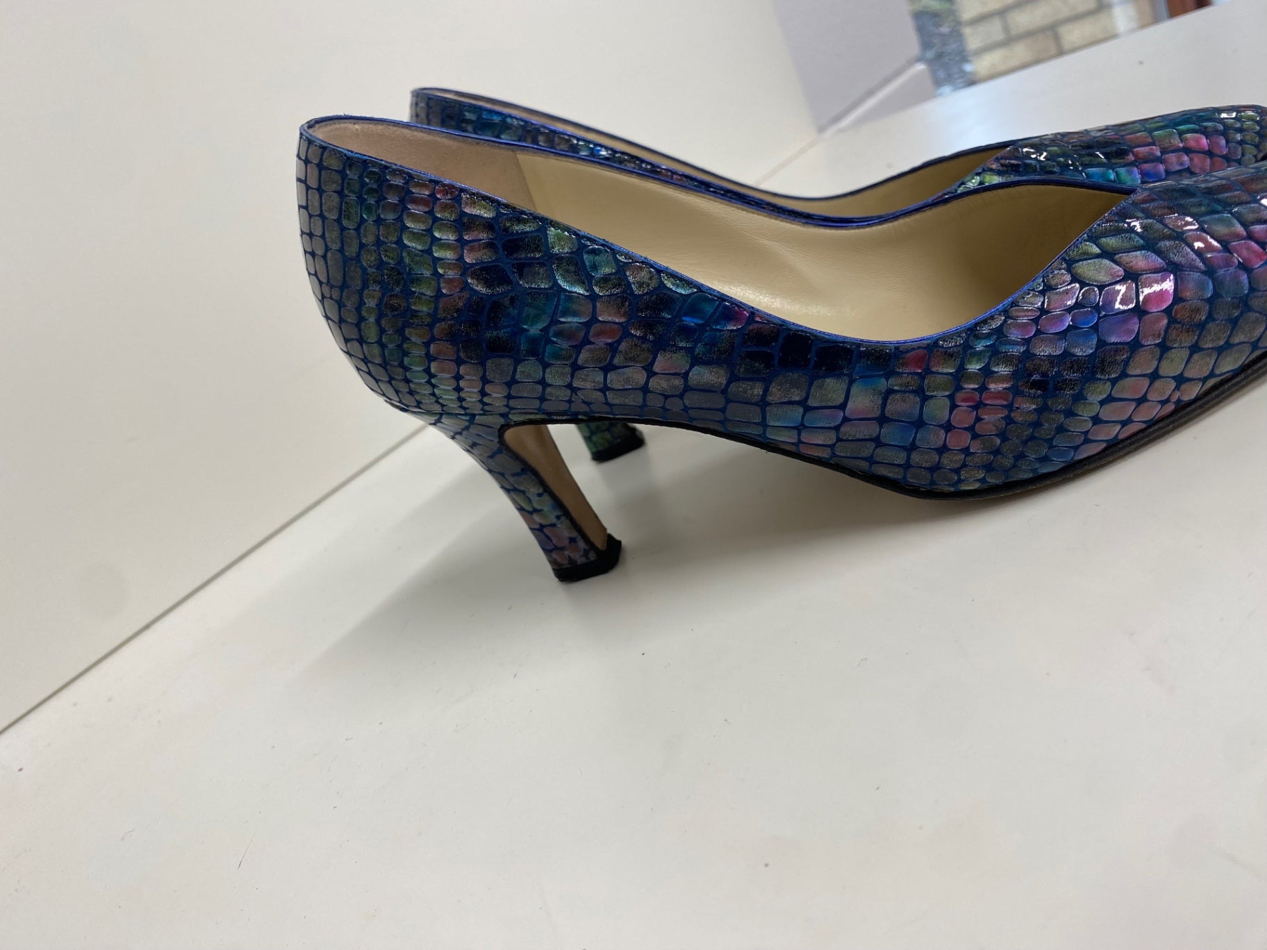 Stunning Renata made in italy vintage Heels UK 5 Blue snakeskin CW566