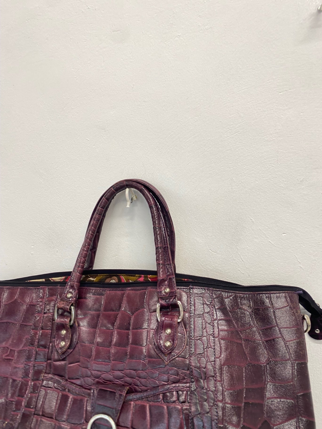 Stunning Marta ponti leather Handbag One size Burgundy snakeprint CW566