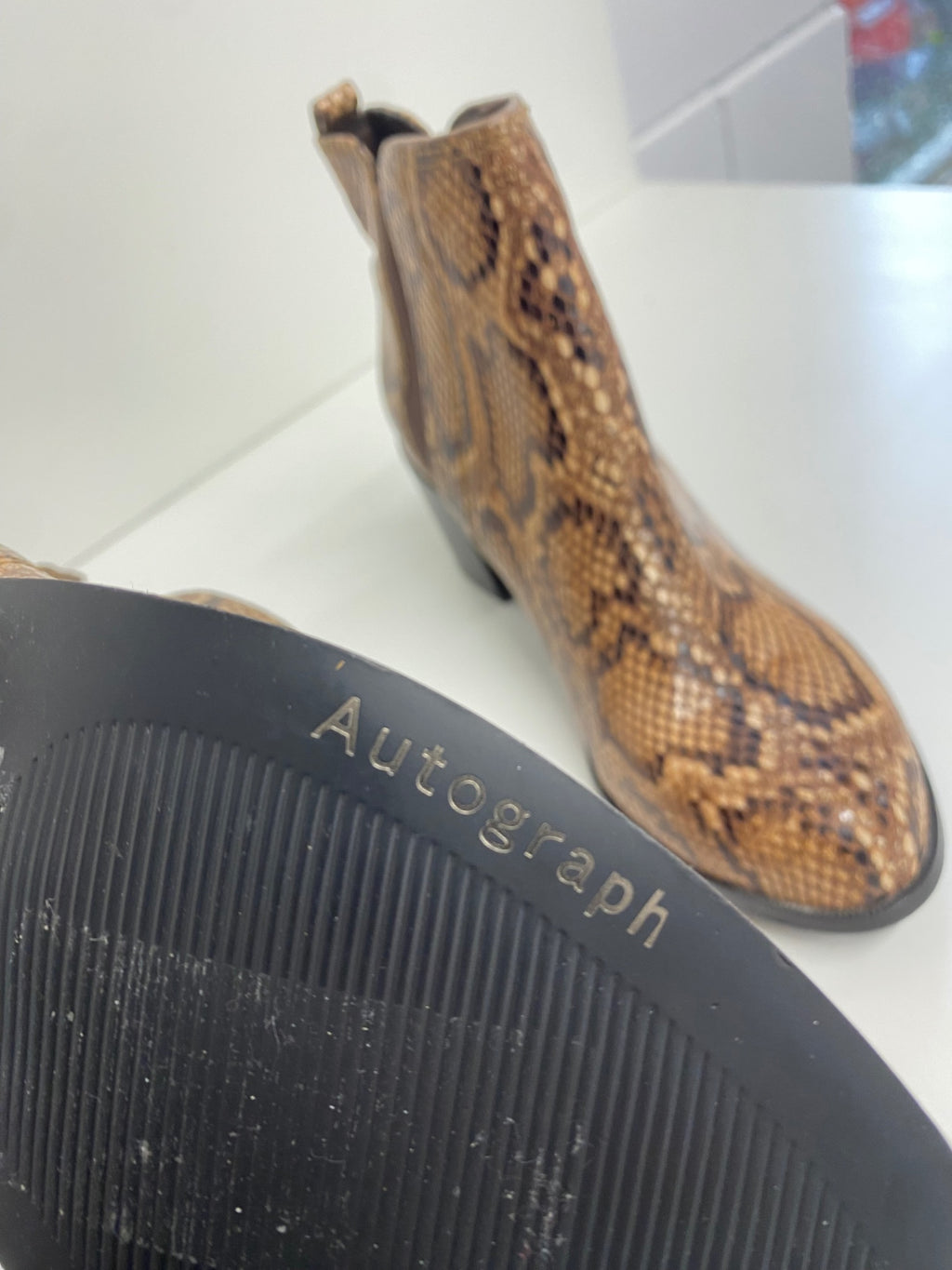 Stunning Autograph Ankle Boots leather UK 5 Brown snakeprint CW566