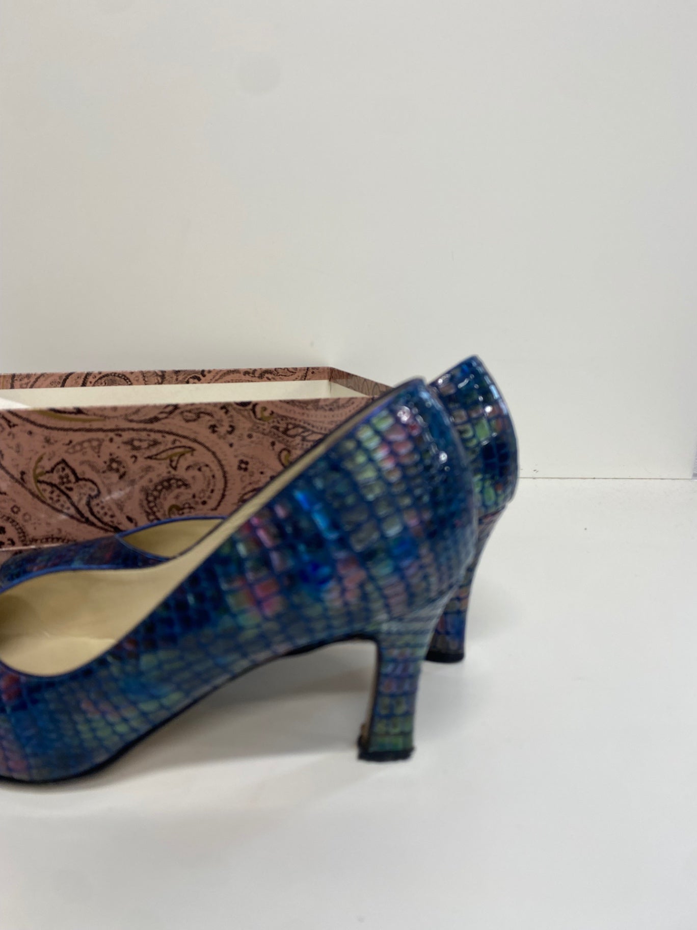 Stunning Renata made in italy vintage Heels UK 5 Blue snakeskin CW566