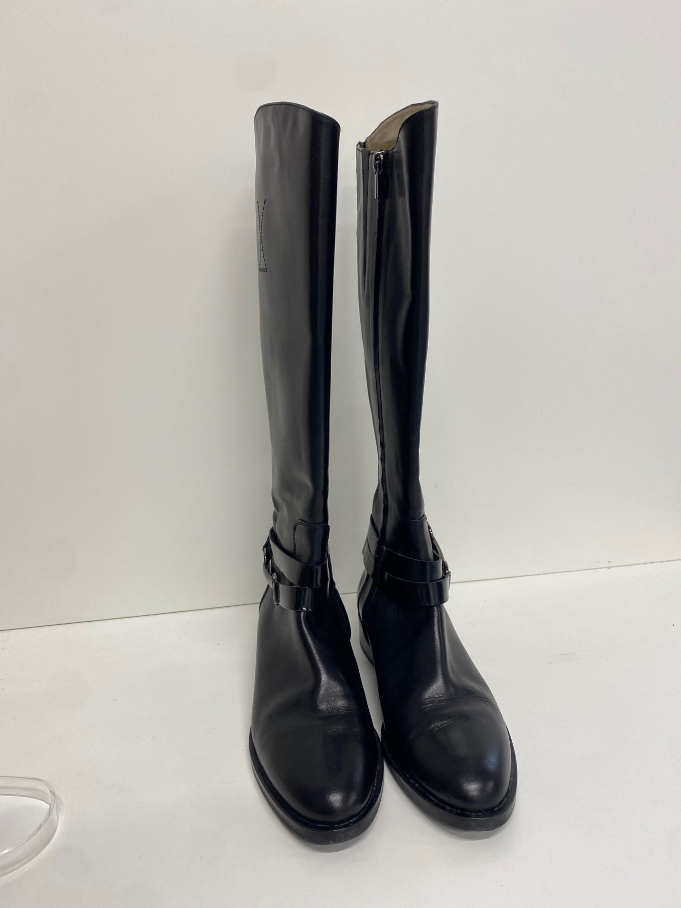 Stunning Hobbs London leather Knee high Boots Uk 6 Black buckle CW566