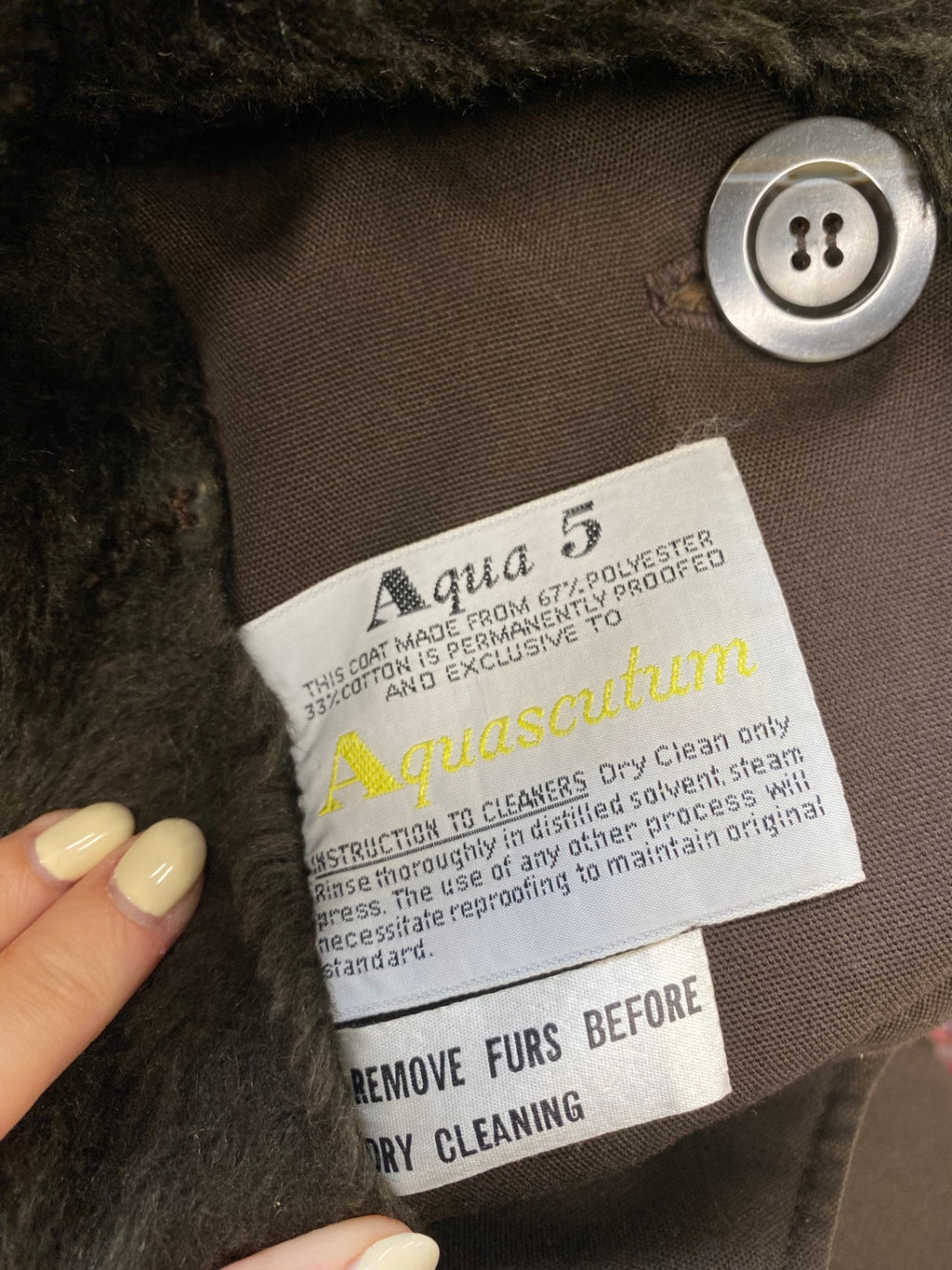Stunning Aquascutum fur collar Trench Coat UK 14-16 Brown y2k CW566