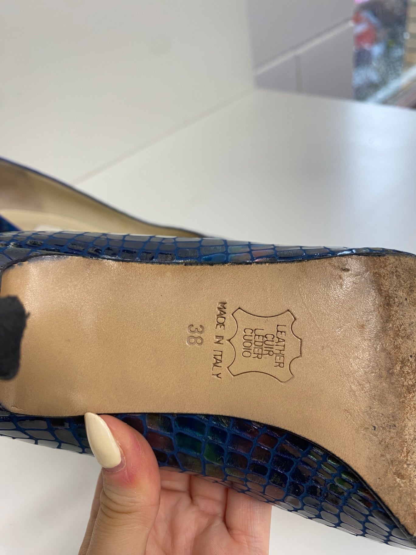Stunning Renata made in italy vintage Heels UK 5 Blue snakeskin CW566