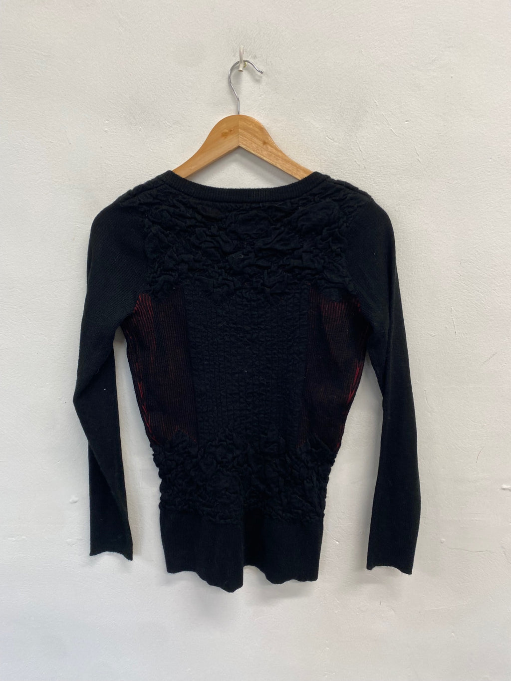 Stunning y2k Desigual Sweater wool blend Uk 8 Black and Red SJ567