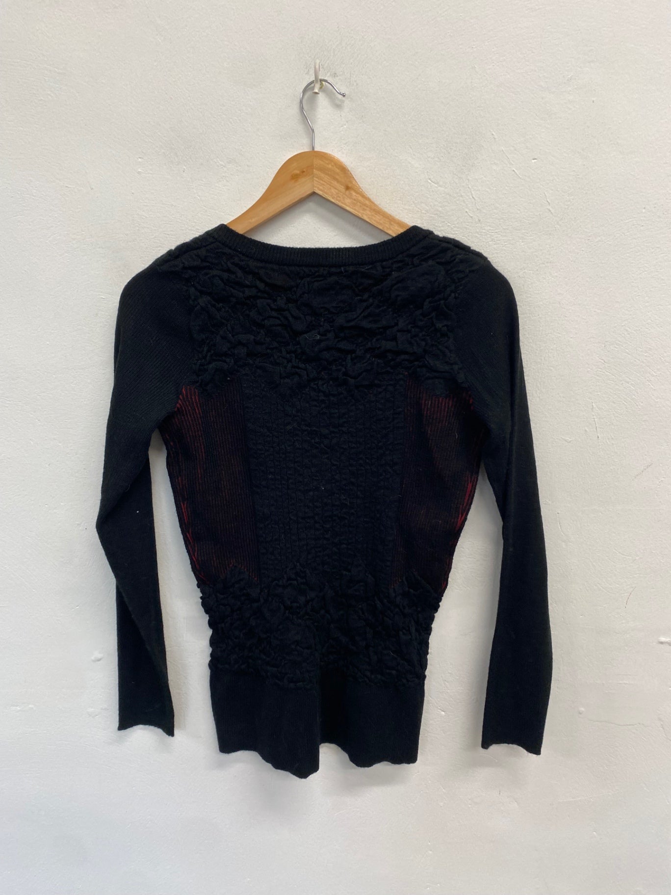 Stunning y2k Desigual Sweater wool blend Uk 8 Black and Red SJ567