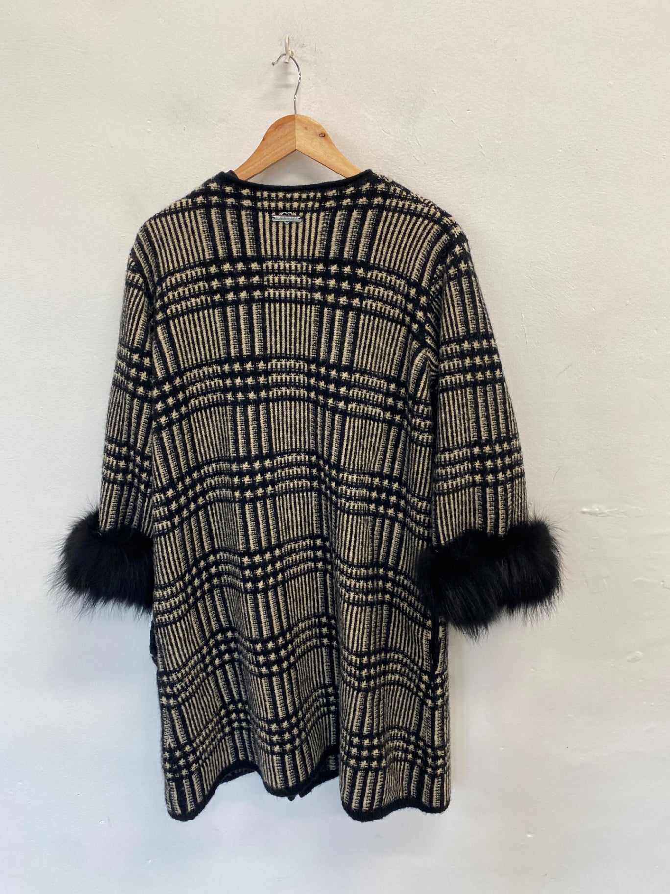 Stunning Twin-Set Simona Barbieri wool Dress jacket UK XL Beige and Black checked SJ567