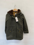 Stunning Joules piper fur hem Parka Jacket UK 8 Khaki SJ567