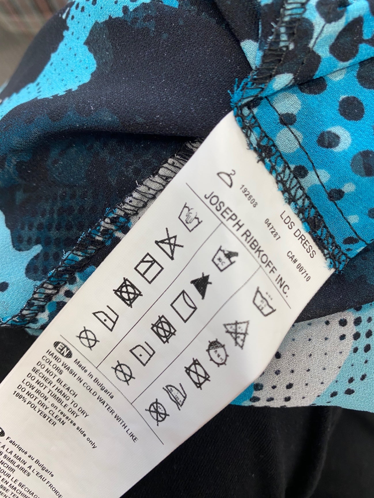 Stunning Joseph Ribkoff Midi Dress semi sheer UK 14 Blue Black spotted CW566