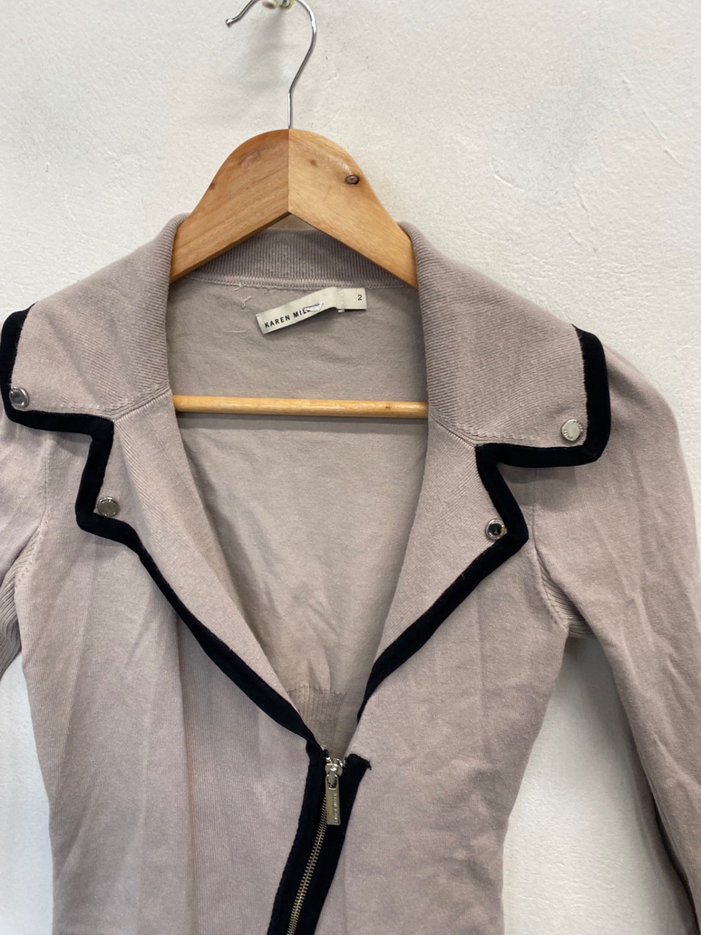 Stunning Karen millen Cardigan Uk 8 Grey black knit SJ567