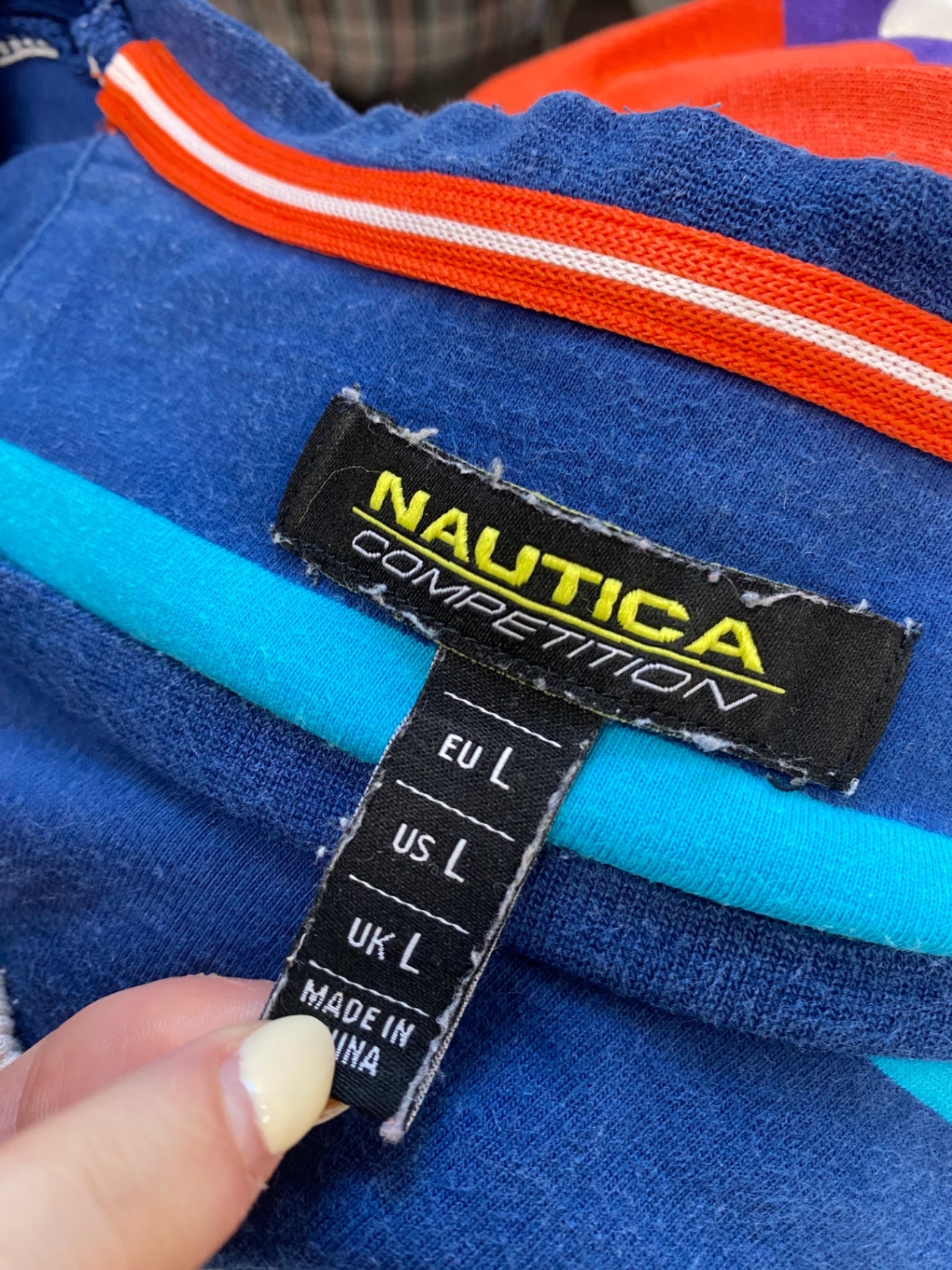 Classic Nautica T-Shirt UK L Multicolor striped GL568
