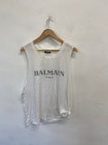 Stunning Balmain Tank Top UK 10 White printed marked SD553