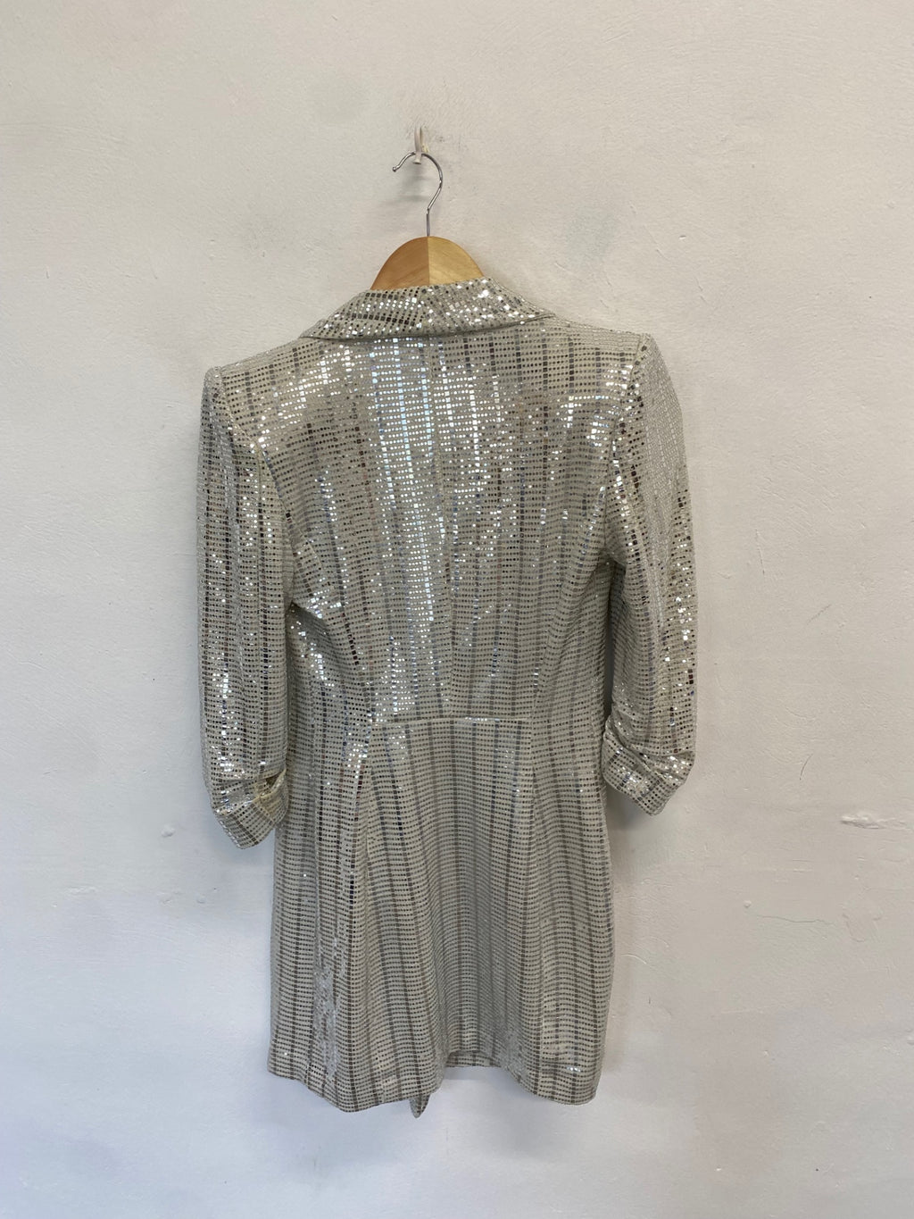 zara silver metallic blazer dress Stunning Zara Blazer dress UK 10 Silver sequin SD553