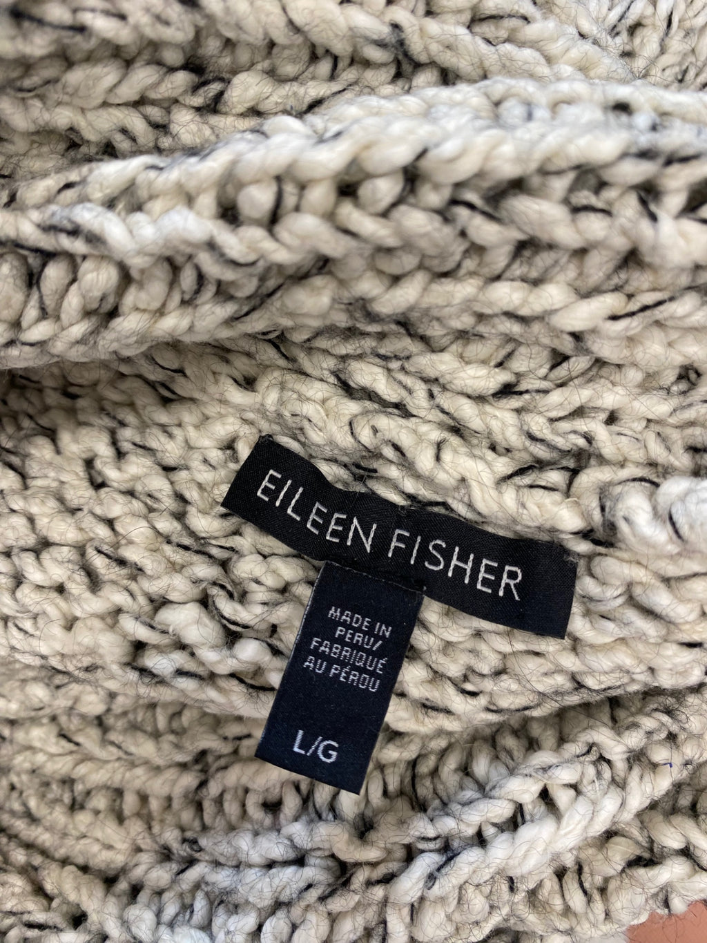 Stunning Eileen fisher Knitted jumper UK 12 Cream grey high neck SO560