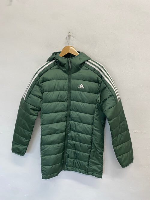 Classic Adidas Longline jacket UK S Green puffer duck down NC570