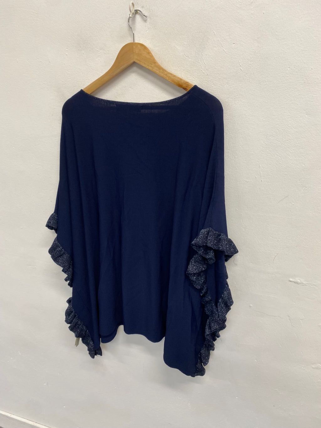 Stunning Uterque Shawl UK M Navy metallic hem new NC570