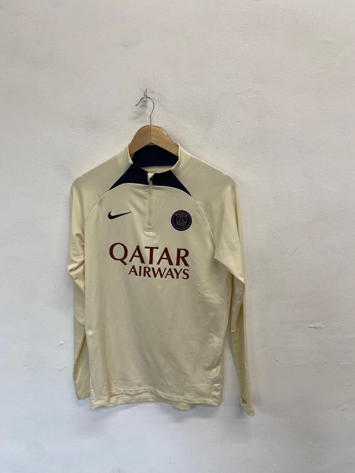 Classic Paris Saint germain drill Nike 1/4 Zip Top UK S Cream NC570