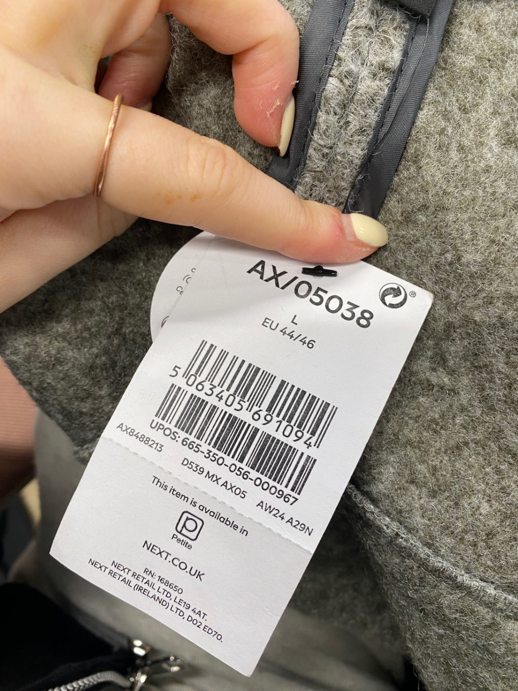 Stunning Next Peacoat UK 12-14 Grey cosy new NC570