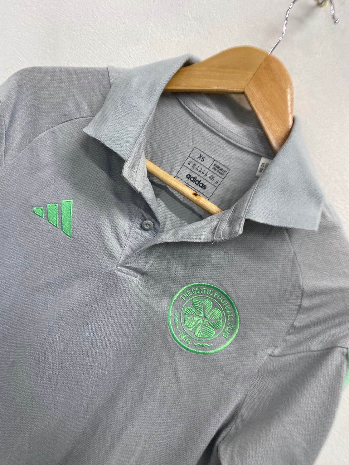 Classic Adidas Celtic fc Polo Shirt UK XS Grey NC570
