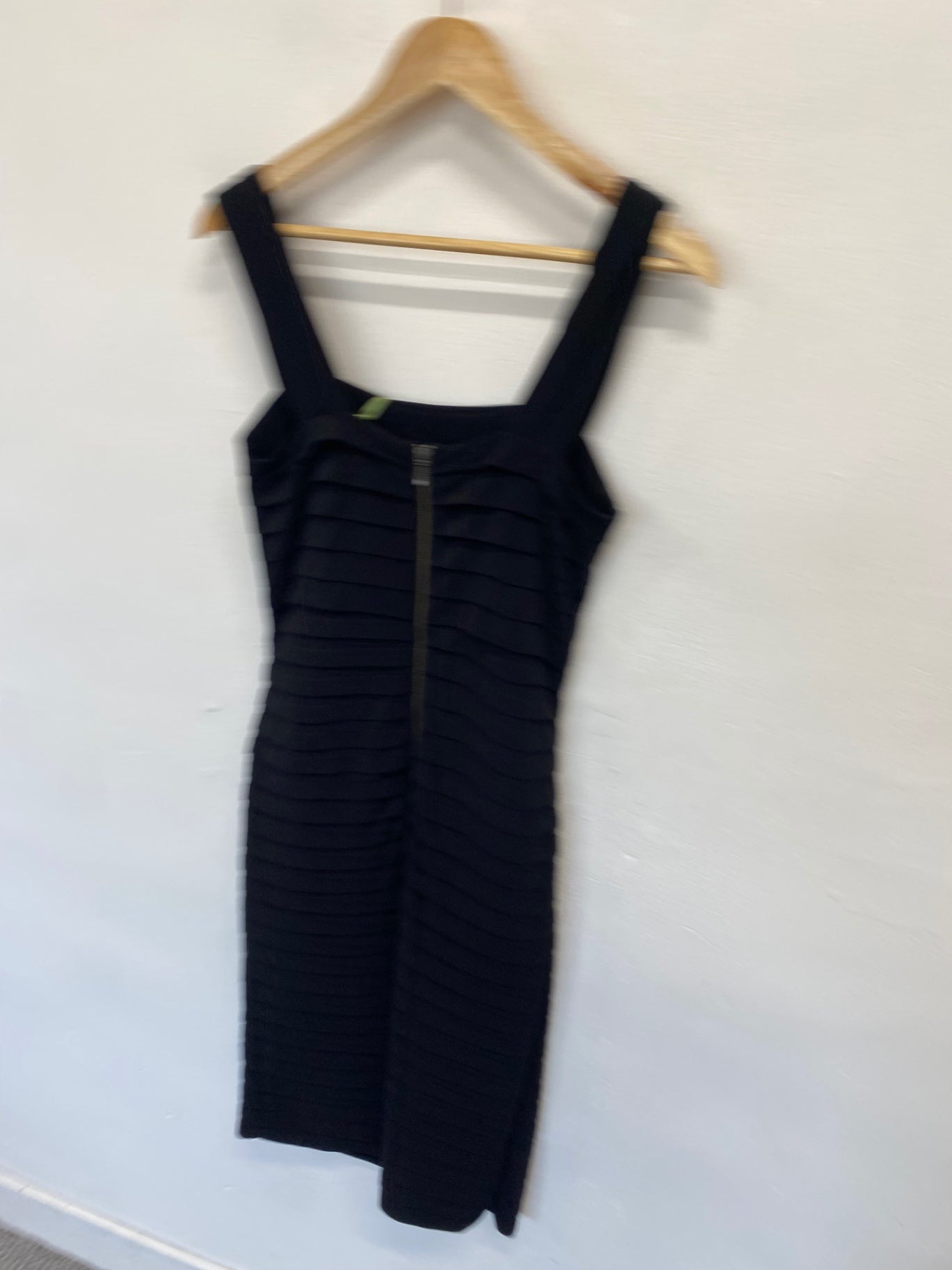 Stunning Mint Velvet Mini dress uk 14 Black ribbed party CM571