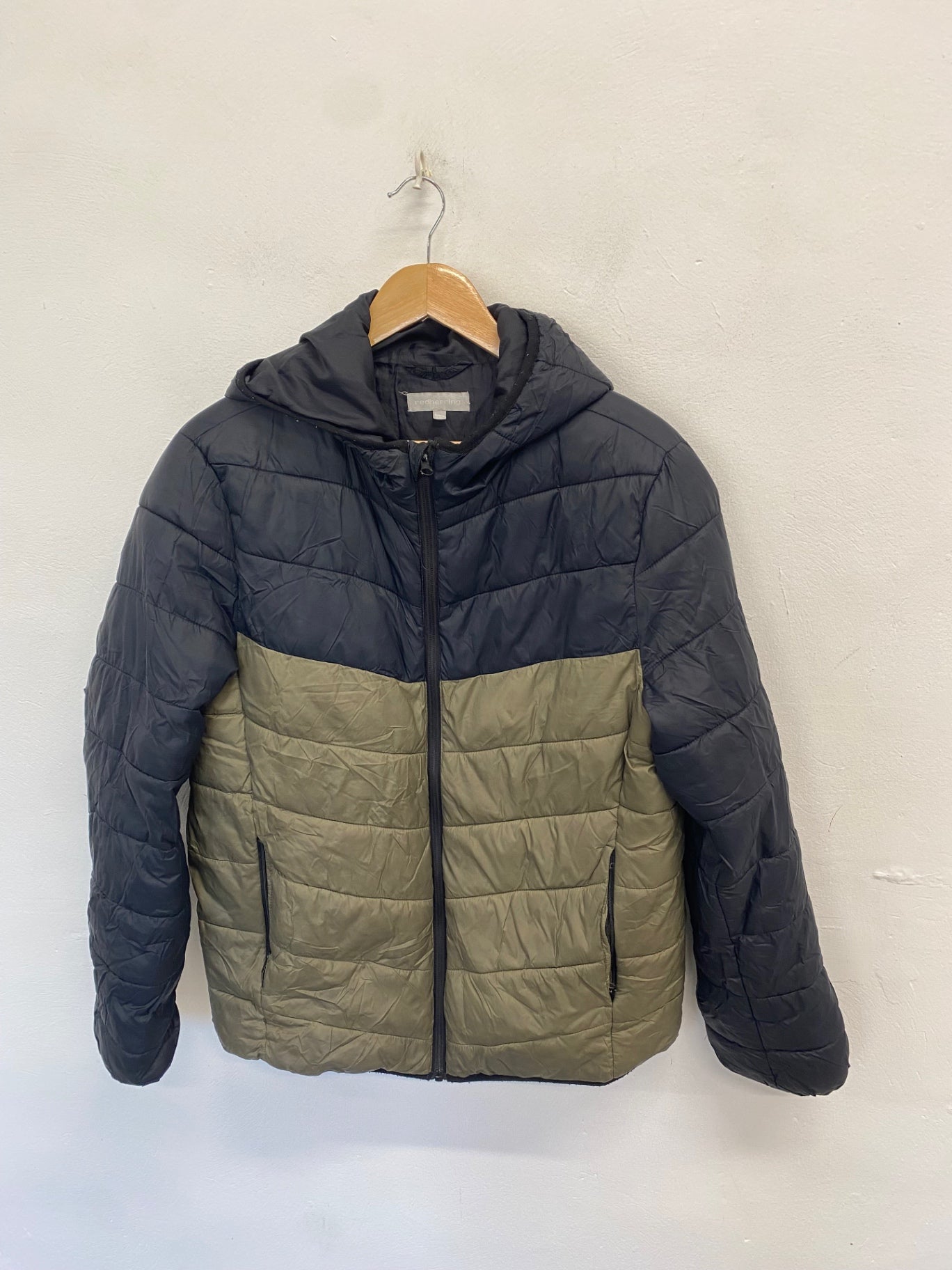 Classic Red Herring Puffer Jacket UK M Black khaki CM571