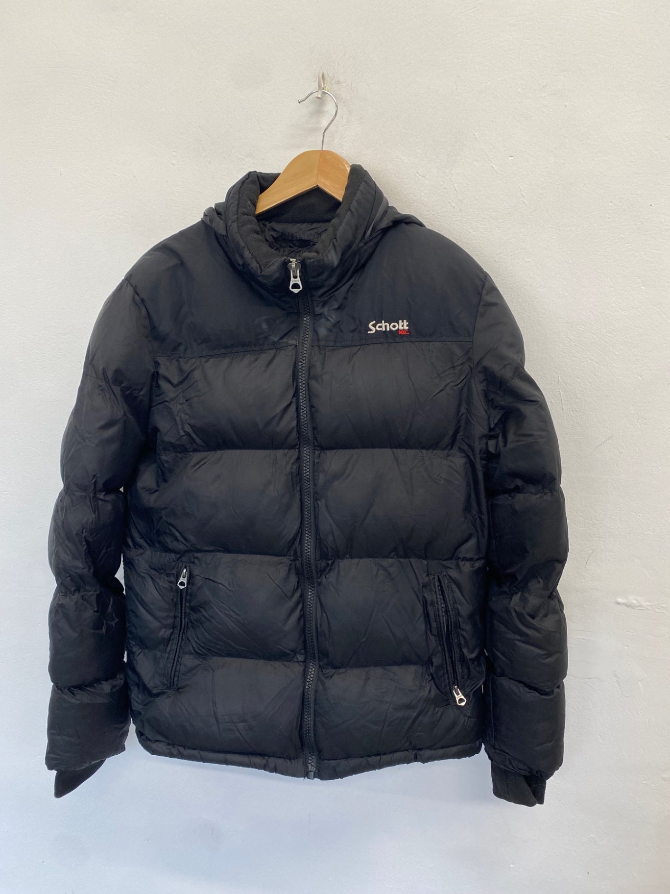 Classic Schott NYC Puffer Jacket UK M Black CM571