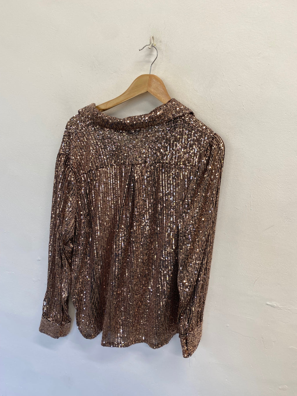 Fabulous Monsoon Shirt UK 14 gold sequin new CM571