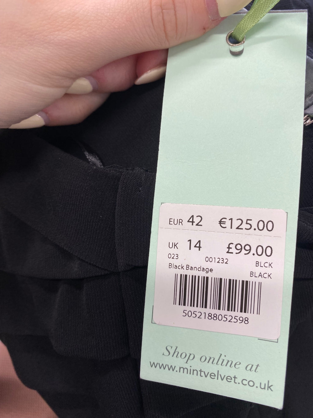 Stunning Mint Velvet Mini dress uk 14 Black ribbed party CM571