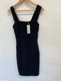 Stunning Mint Velvet Mini dress uk 14 Black ribbed party CM571