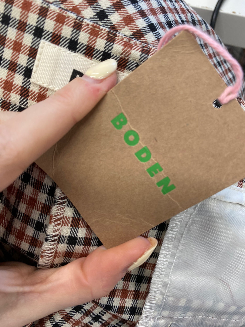 Stunning Boden Cropped trousers UK 16 Brow checked CM571