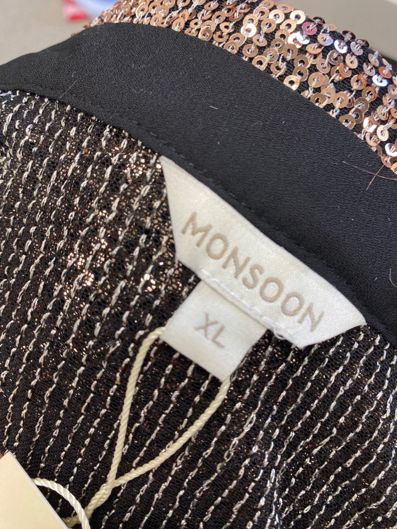 Fabulous Monsoon Shirt UK 14 gold sequin new CM571